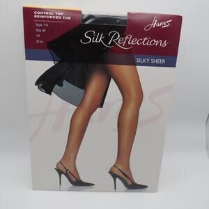 Hanes Silk Reflections Control Top Silky Sheer Reinforced Toe Jet 718 Size EF